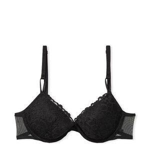 NWT Victoria's Secret Black Sexy Tee Lightly Lined Lace Demi Bra Size 38DD